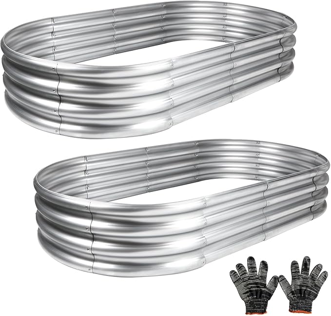 2 pcs 4×2×1 ft Raised Garden Bed for Outdoor Easy Assembly Galvanized Planter Box for Vegetables Flowers &amp Herbs