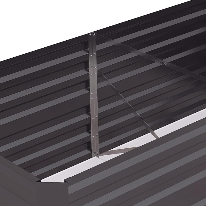 Galvanized Raised Garden Bed Kit Large and Tall Metal Planter Box for Vegetables Flowers and Herbs Reinforced 6' x 3' x 2' Dark Gray