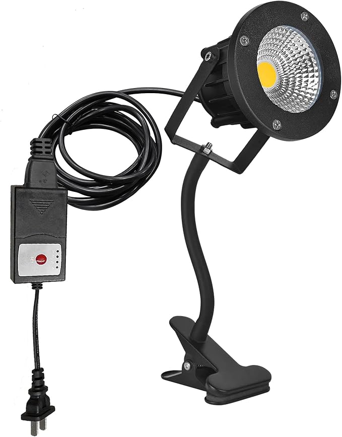 Kiven IP65 Waterproof LED Landscape Up Down Light Black Decorative Spotlight Lamp with Plug-in Cord and Timer for Indoor Outdoor Plants Yard LED Lawn Light (5W Cool White)