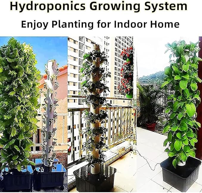 15-Floor 45-Hole Hydroponic Tower Set Farm Greenhouse Hydroponic Grow CultivationAeroponic Tower with Hydrating PUM Timer for Leafy V