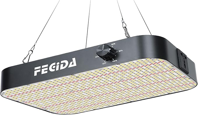 FECiDA 1200W Equivalent LED Grow Light 130 Watt Power Draw Full Spectrum Grow Lights for Seed Starting Seedlings Veg Bloom 0–100% Dimmable Daisy Chain Quiet Cooling Fan