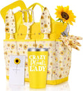 Gardening Gifts for Women Gardening Tools for Women 9 PCS Sunflower Garden Tools Set Kit with Garden Tool Bag Mother's Day Birthday for Gardener Mom Grandma Aunt Yellow