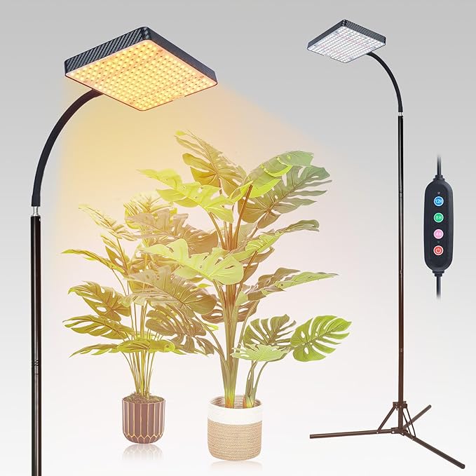 FECiDA 2026 Grow Lights with Upgraded Stand Standing Grow Lights for Indoor Tall Plants Bonsai Tree 4/8/12/16/20 Hr Timer 25 Watt Power Draw NO Need Adapter 24-76 Height Adjustable