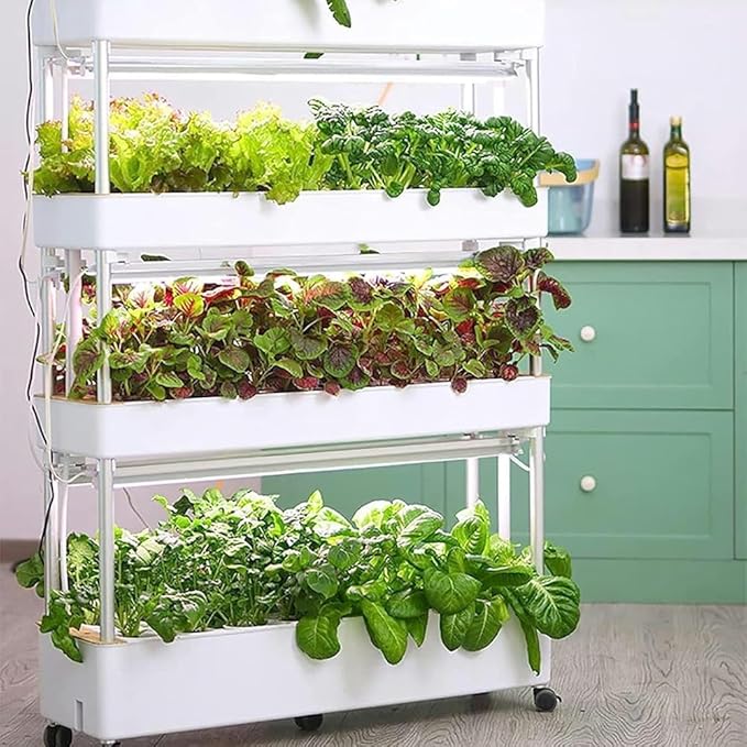 Hydroponic Growing Kits Garden Hydroponic Growing System ｜48/64 /90/120 Planting Spaces PVC Vegetables Hydroponic Grow KitIndoor Gardening Systemfor Herbs Fruits and Vegetables