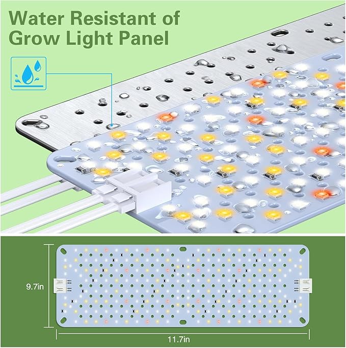 60W Ultra-Thin Panel Full Spectrum Grow Lights 1152 LEDs Growing Light for Indoor Plants with Daisy Chain Function Grow Lights for Seed Starting with 4/8/12/16/20H Auto On/Off Timer (6pcs)