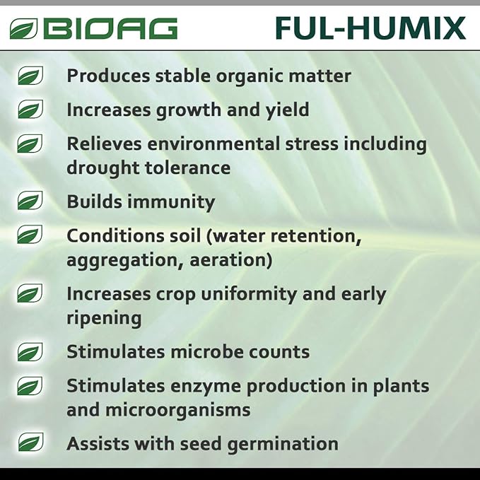 BIOAG Ful-Humix Organic Humic Acid Soil Dry Amendment Increases Yield Nutrient Uptake for All Plants Lawn (1 kg)