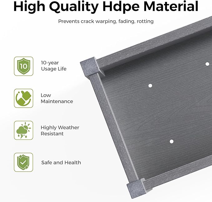 TT Nature HDPE Raised Garden Bed with Legs 47x22x30 inch Outdoor Elevated Planter Box for Vegetables Herbs &amp Flowers Weather-Resistant Raised Garden Beds for Patio Balcony &amp Backyard Garde