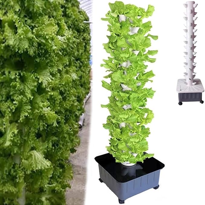 45holes Hydroponics Tower Set Hydroponic GrowingHydroponic Growing KitHydroponics Vertical Growingfor HerbsFruits and VegetablesIndoor Outdoor Shome Gardening