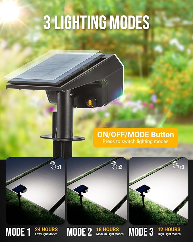 GIGALUMI Solar Spot Lights Outdoor Waterproof 10 Pack Cool White IP65 63 LED 3 Lighting Modes Spotlights for Pathway GardenYard House Garage