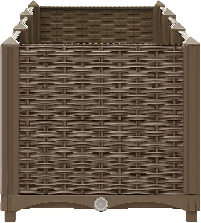 Elevated Planter Bed - Brown Polypropylene Large Capacity 120x40x38 cm Easy Assembly