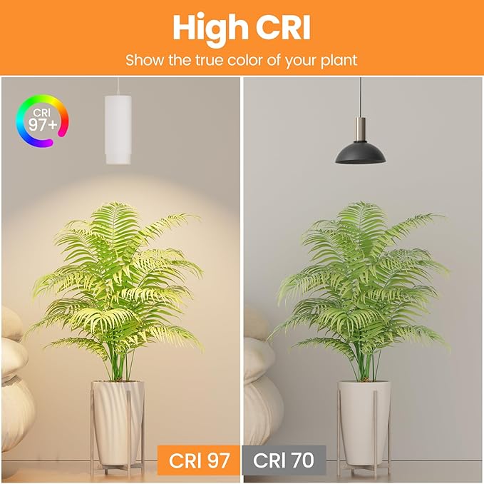 Zoomable Remote Pendant Grow Lights with Auto On/Off Timer 2X 30W Full Spectrum LED Plant Light 2700K-6000K Dimmable Plug in Hanging Lights for Indoor Plants 20FT Power Cord White 2PCS