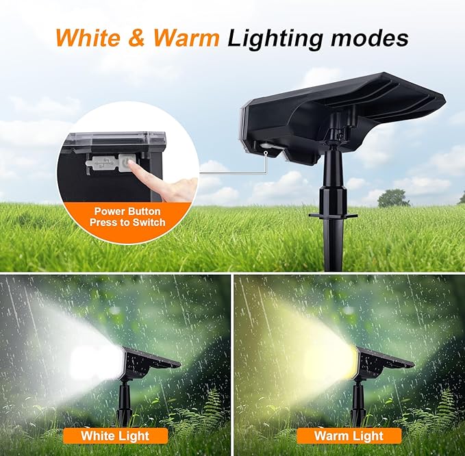 GRIFEMA 2 Pack Solar Spot Lights Outdoor Garden 5 Mode 18 LED Solar Powered Wall Lights IPX65 Waterproof for Garden Yard Driveway Porch Walkway GD251-2 Black