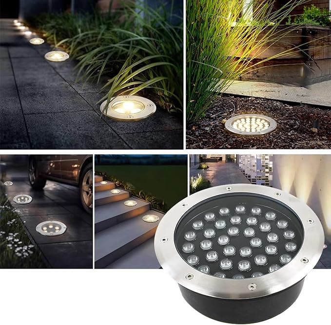 Outdoor Ground Light Embedded Buried Lights AC85-110V IP66 Waterproof LED Underground Light for Patio Pathway Lawn Yard Deck Driveway Walkway Landscape Lamp