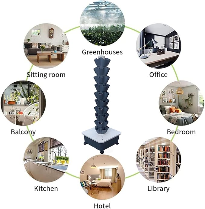 Soilless Cultivation Hydroponic Planting ColumnsVertical Hydroponics Garden Grow TowerHydroponics Growing TowerVertical Tower Planters Gray-10-layer