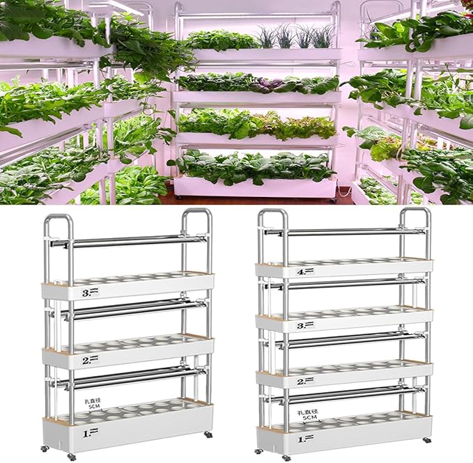 48/64/90/120 Hole Hydroponic Tower Hydroponics Growing Sys-tem Indoor Gardening Sys-tem for PlantsHerbsVegetablesClayPebbles-64holes