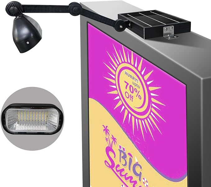 Solar Billboard Light Solar Sign Light 5200 mAh with 60 Super Bright LEDs for Outdoor Signs Advertisement Signs Highway