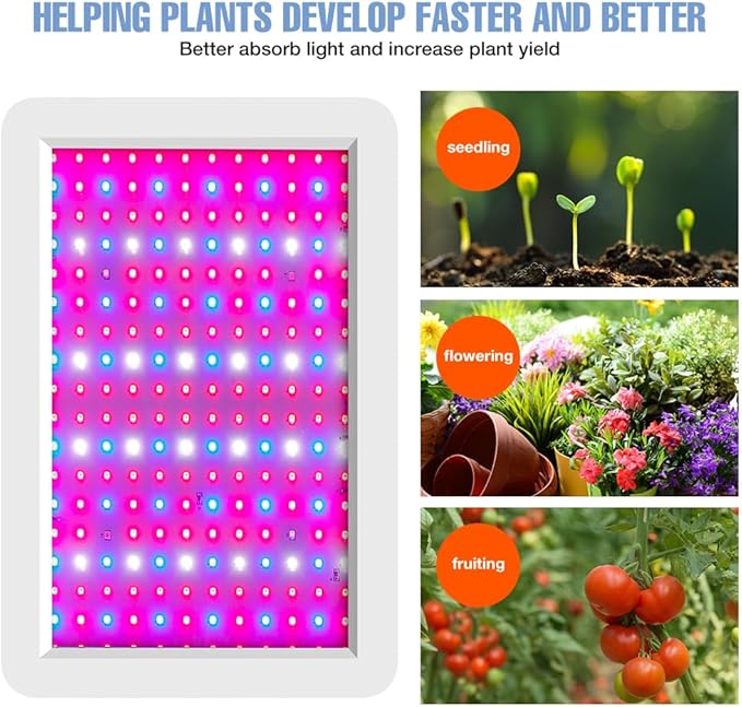 300W Green Plant Gorw Light LED Full Spectrum 500W Indoor Growth Box Veg/Bloom 2Modes Dimmable UV IR Planting Fill Lamp 100-277V Sunlight Greenhouse Tent Hydroponic Sapling Potting Flower (300Watts)