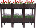 2-Layer Square Raised Garden BedSelf-Watering Plastic Planter Box with LegsElevated Planter for Indoor Outdoor Vegetables Fruits Flowers Herb Grow
