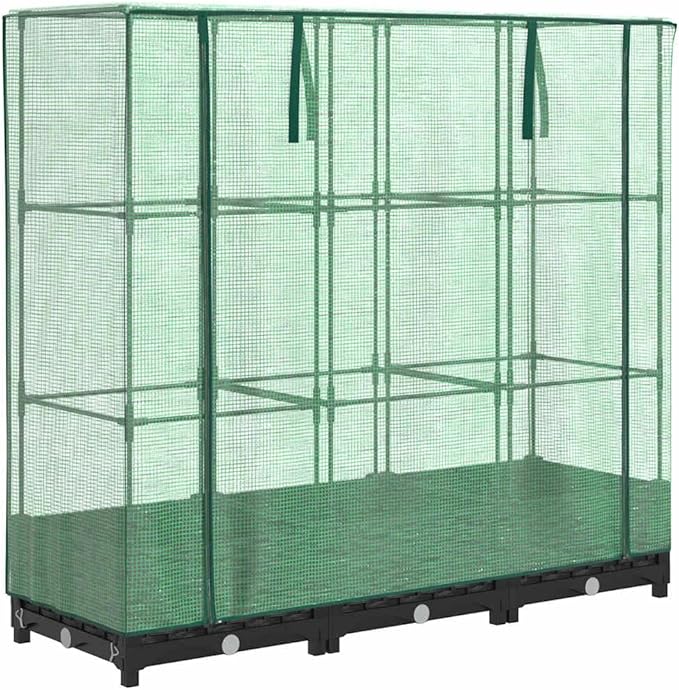 Large Rectangular Raised Garden Bed Black Polypropylene Rattan Look 47.2x15.7x48.4in Outdoor Planter Box for Patio Balcony Gardening