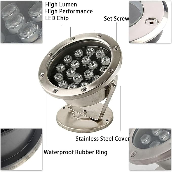 Underground Light LED - LED Beam Spotlight Adjustable 180° Landscape Light IP68 Waterproof LEDs Spotlight Stainless Steel Fountain Villa Rockery Underwater LGreen 12W