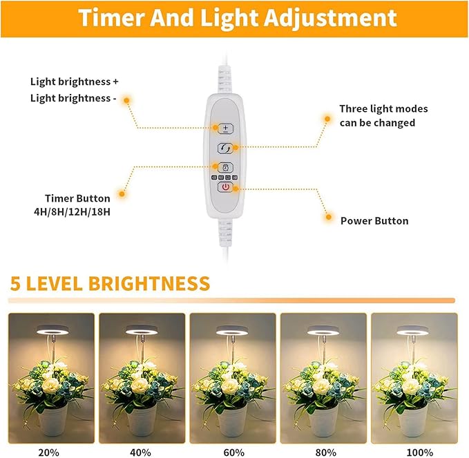 3X LED Grow Light Plant Lamp for Indoor Plants GrowingAuto Timer 4/8/12/18 for Bonsai Succulents Small Plants