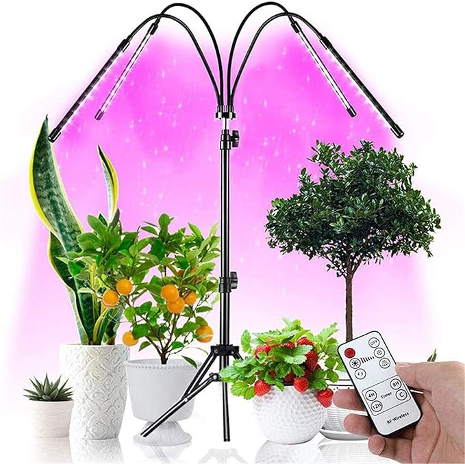 40W LED Full Spectrum Grow Lamps with Bracket Dimmable Greenhouse Flower Adjustable Floor Plant Growing Lights with Timer