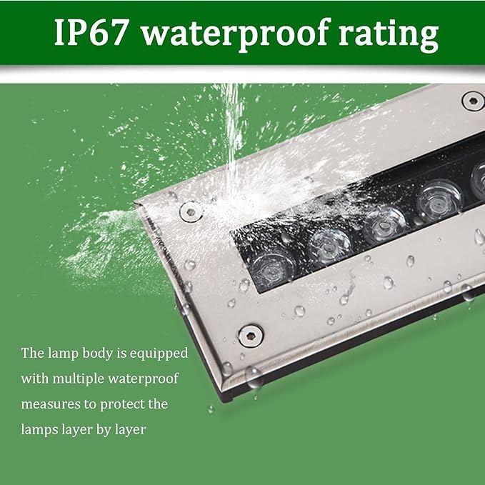 Outdoor Recessed LED Spotlight - Buried Yard Lamp IP67 Waterproof Rectangular Linear Underground LightsWarm White-85-245V(12W)