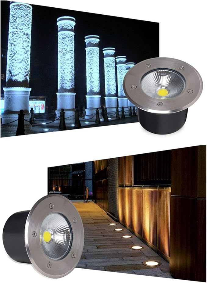 LED Underground Light 4 Pack Waterproof Spotlight IP65 Outdoor Landscape Lighting 5W 12V/24V/85-265V for Garden Stairs Holiday Decoration Driveway Pathway Lights (Green Light 82~265V)