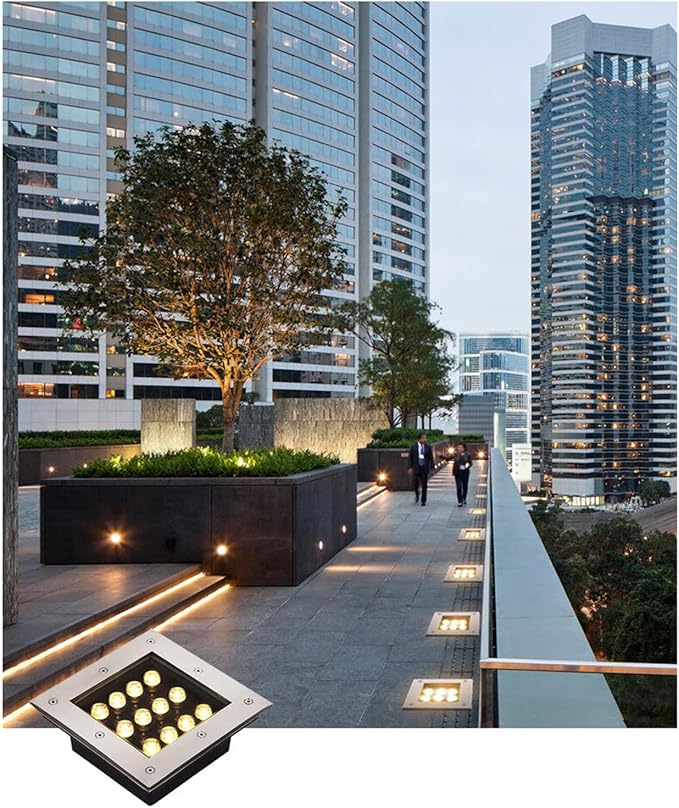 LED Landscape Lights Outdoor Recessed Ground Light IP66 Waterproof AC85-110V Square Underground Light for Garden Driveway Deck Step Walkway Landscape Lamp