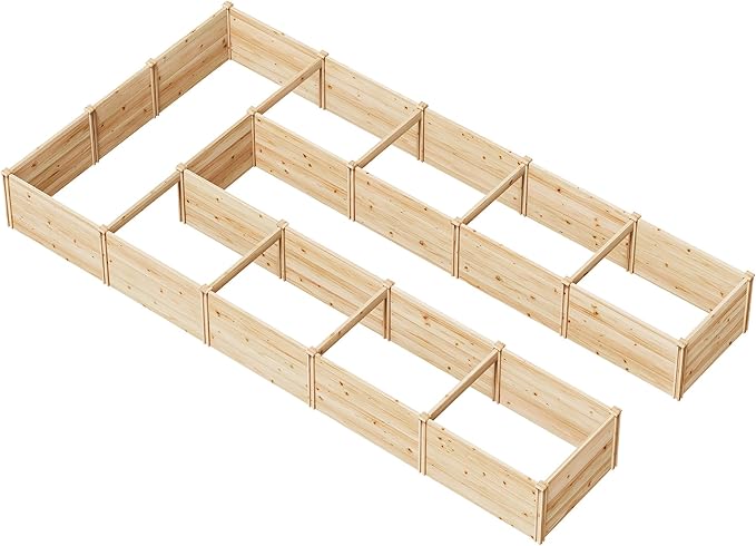 AMERLIFE U-Shaped Raised Garden Bed 7.5Wx15Dx1.6H Free Combination Outdoor Wooden Raised Garden Bed Planter with 19.6 Depth Planter Box