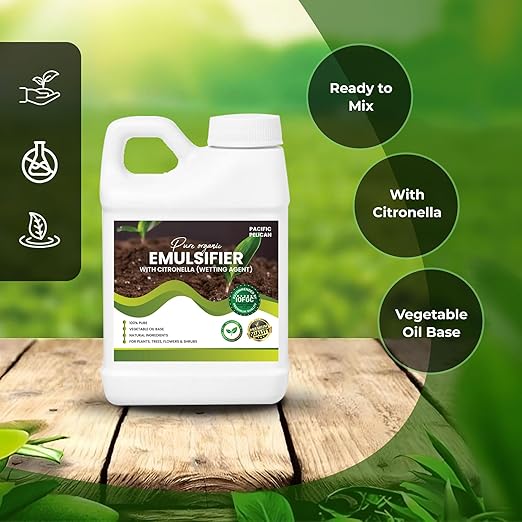 Pure Organic Emulsifier with Citronella (Wetting Agent) - 100% Pure Vegetable Oil Base for Plants Trees Flowers &amp Shrubs - Premium Quality (32 oz)