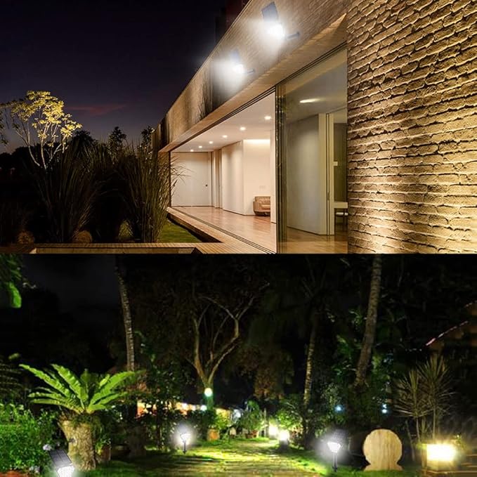 Solar Lawn Light LED Outdoor IP65 Waterproof High-Brightness Tree Garden Light Floor/Wall-Mounted Dual-Purpose Solar Spotlight 205LM (Daylight White)