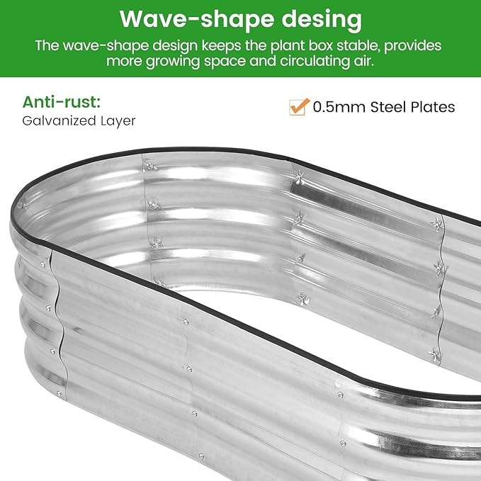 2 Pcs 4.5x2x1ft Large Outdoor Planter Boxes Kit Galvanized Steel Raised Garden Bed with Open-Ended Base Design Elevated Planter for Outdoor Plants Durable Raised Bed for GardeningSilver