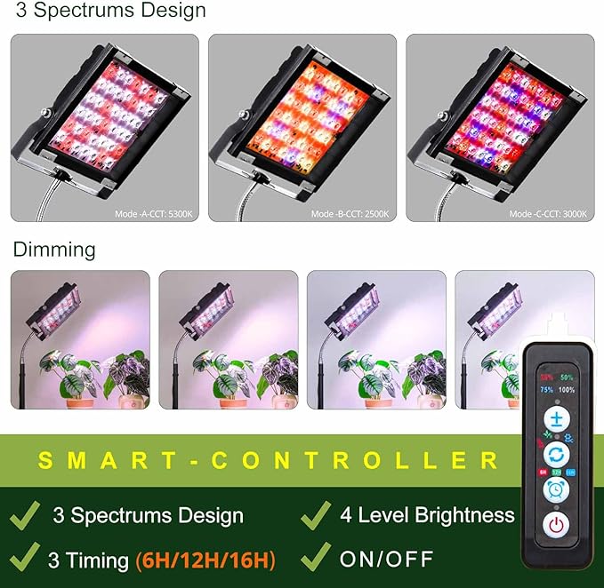 Grow Light 66 Inches Adjustable Tripod Standing Grow Lights for Indoor Plants 45W Dimmable LED Plant Light for Indoor Growing 6/12/16h Timing Floor Plant Grow Lights for Large Tall Plants