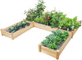 GRAFFY U-Shaped Wooden Raised Garden Beds Outdoor Wood Elevated Planter Box Garden Container for Vegetable Flower Planting Bed for Grass Lawn Patio Backyard