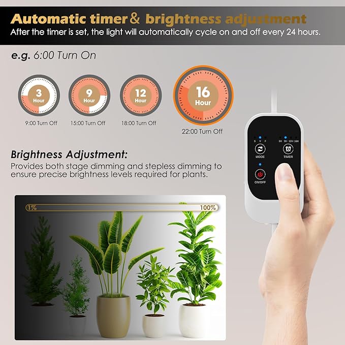 Standing Grow Light with Auto-Timer 36W Vertical Grow Lights for Indoor Plants3 Light Modes268 LEDs Detachable Full Spectrum Plant Lights for Wide Area Coverage in Indoor Plants (60IN-Silver)