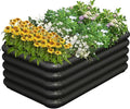 3x1.8x1ft Raised Garden Bed Kit for Outdoors Rustproof PP Raised Planter Box Large Garden Box Flower Bed with Press-Fit Assembly Gardening Containers for Vegetables Flowers Herbs Balck