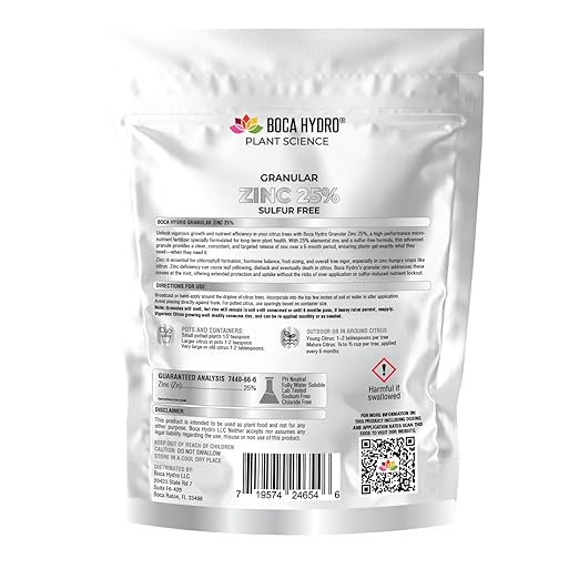 Granular Zinc Fertilizer 25% Slow Release Formula for All Citrus and Nut Trees Improves Fruit Set Corrects Branch Die Off and Little Leaf Long Lasting Indoor or Outdoor (1 Lb)