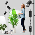 90W Dimmable Grow Light Daylight Full Spectrum COB LED Triple-Head Floor Lamp with High PPFD&ampCRI 6/8/12H Timer Adjustable Height (43-83) &amp Angle – Standing Grow Lights for Indoor Plants
