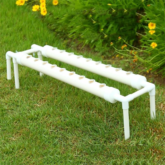 Hydroponics Growing System Kit Balcony-Type Hydroponic Vegetable Growing MachineSingle-Layer Hydroponic Planting RackPVC-Pipe Hydroponic Garden Plantingfor VegetablesFruitsHerbA