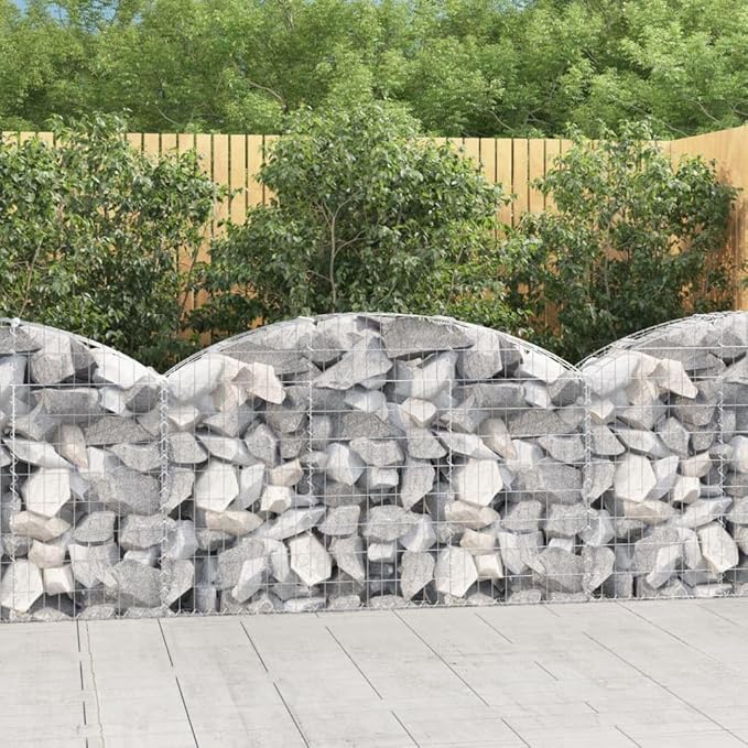Arched Gabion Basket Silver Galvanized Iron 59.1x59.1x39.4 Inch Durable Outdoor Planter for Garden and Patio Sound Absorbing