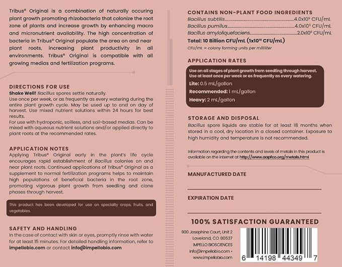 Tribus Organic Microbial Inoculant – Root Booster for Plants Increases Plant Yield Root Growth Flower &amp Fruit Quality. Bloom Booster. Visible Root Growth in 24Hrs. Packaging May Vary. 33.8 oz