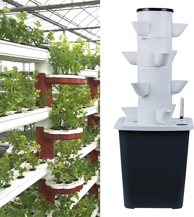 Hydroponics Tower Garden Hydroponic Growing System Aeroponics Growing Kit for Herbs Fruits and Vegetables Adapter Net Pots Timer for Herbs Fruits and Vegetables (Color : 20holes)