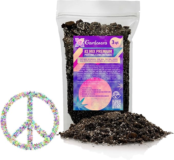 Gardenera Premium Organic #1 Potting Soil Mix - Ideal Nutrient Blend for Robust High-Yield and Beautifully Blooming Outdoor Guerrilla Growing Plants - 3 Quart