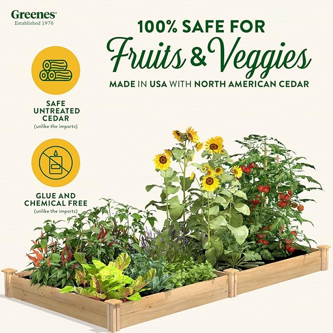 Greenes Fence Premium Cedar Raised Garden Bed 4' x 8' x 7 (3/4 Thick) - Made in USA with North American Cedar