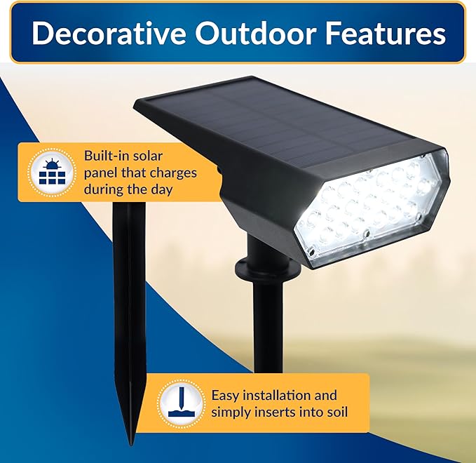 Alpine Corporation 11 Tall Outdoor Solar Pathway Spotlight Stake with Bright White LED Light Black