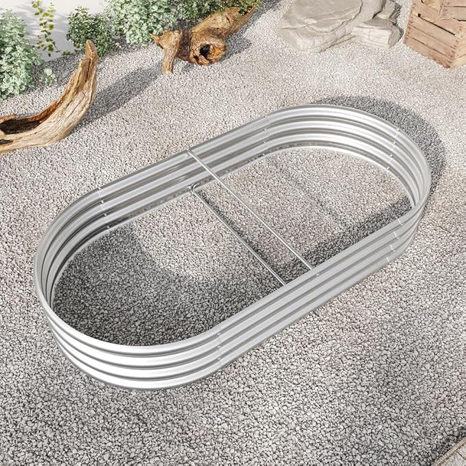 Galvanized Raised Garden Bed Outdoor Metal Planter Box for Vegetables Flowers &amp Fruits Rust-Resistant Open-Bottom Easy Assembly1 Pack4x2x1ft