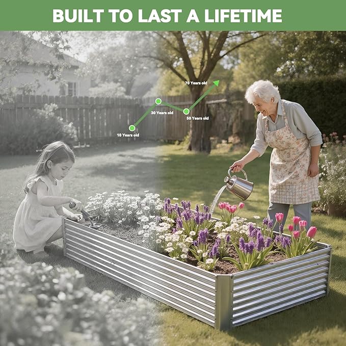 3 Pack Raised Beds for Gardening Corrugated Galvanized Steel Raised Garden Bed Outdoor Metal Above Ground Garden Bed for Vegetables and Flowers-4x2FT(Rectangular)