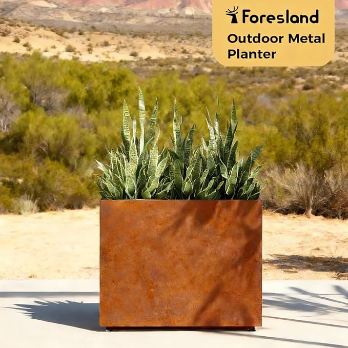 30-inch Tall Elevated Metal Planter 36W x 11D Corten Steel Style Planter Box with Removable Partition &amp Adjustable Feet Outdoor Weathering Corten Steel Planters for Patio Deck Yard Rust