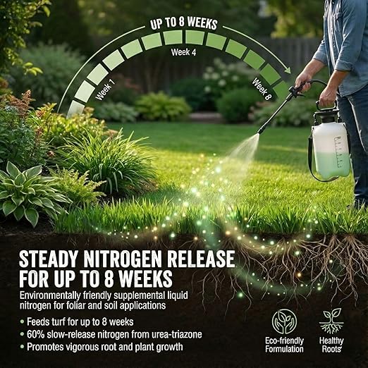 Ike's Lawn Booster Prime 30-0-0 Liquid Fertilizer - High-Nitrogen 60% Slow-Release 1 Gal